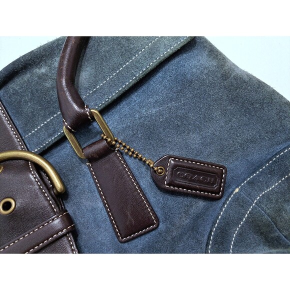 Vintage Coach Blue Suede Soho-Hampton Satchel 9507 Hobo Bag Purse Leather - Picture 2 of 12